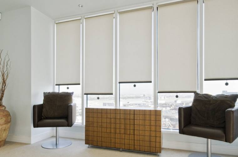 home office windows solar perforated blinds